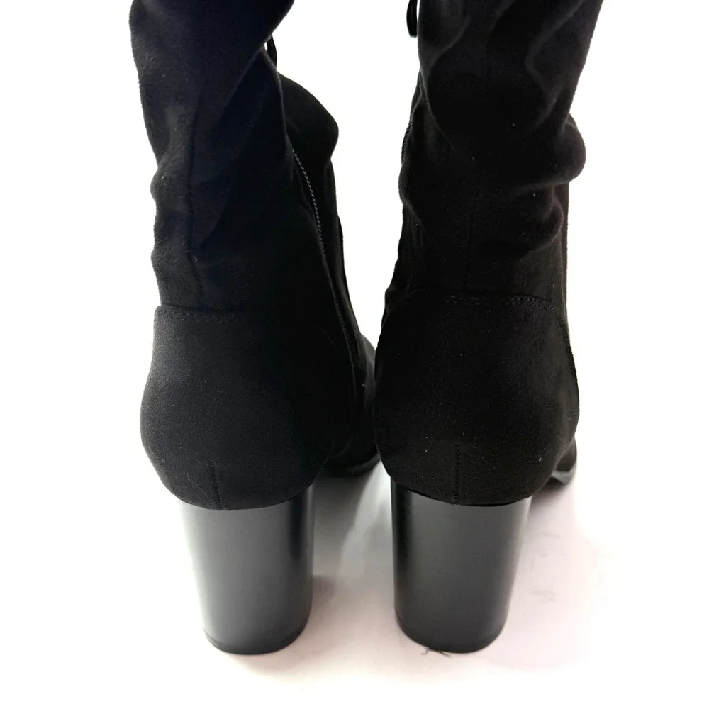 Journee Collection Women Kaison Stacked Heel Over The Knee Boots Black 8.5M NWT